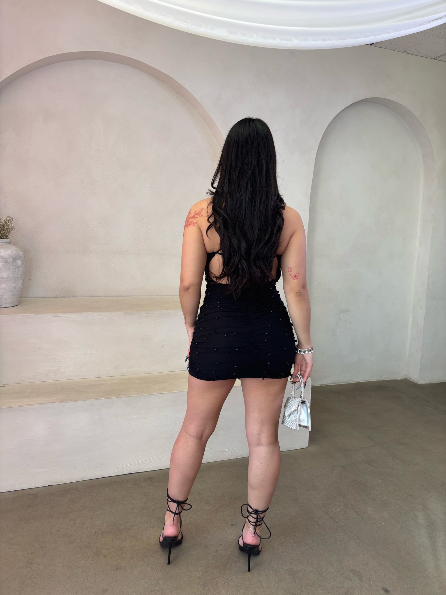 Gianna Pearl Mini Dress (Black)
