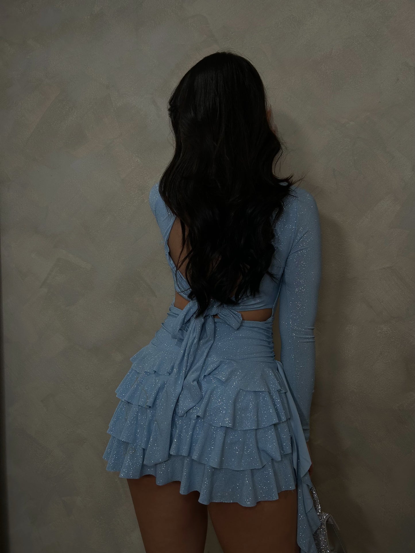 GG Glitter Romper Dress (Baby Blue)