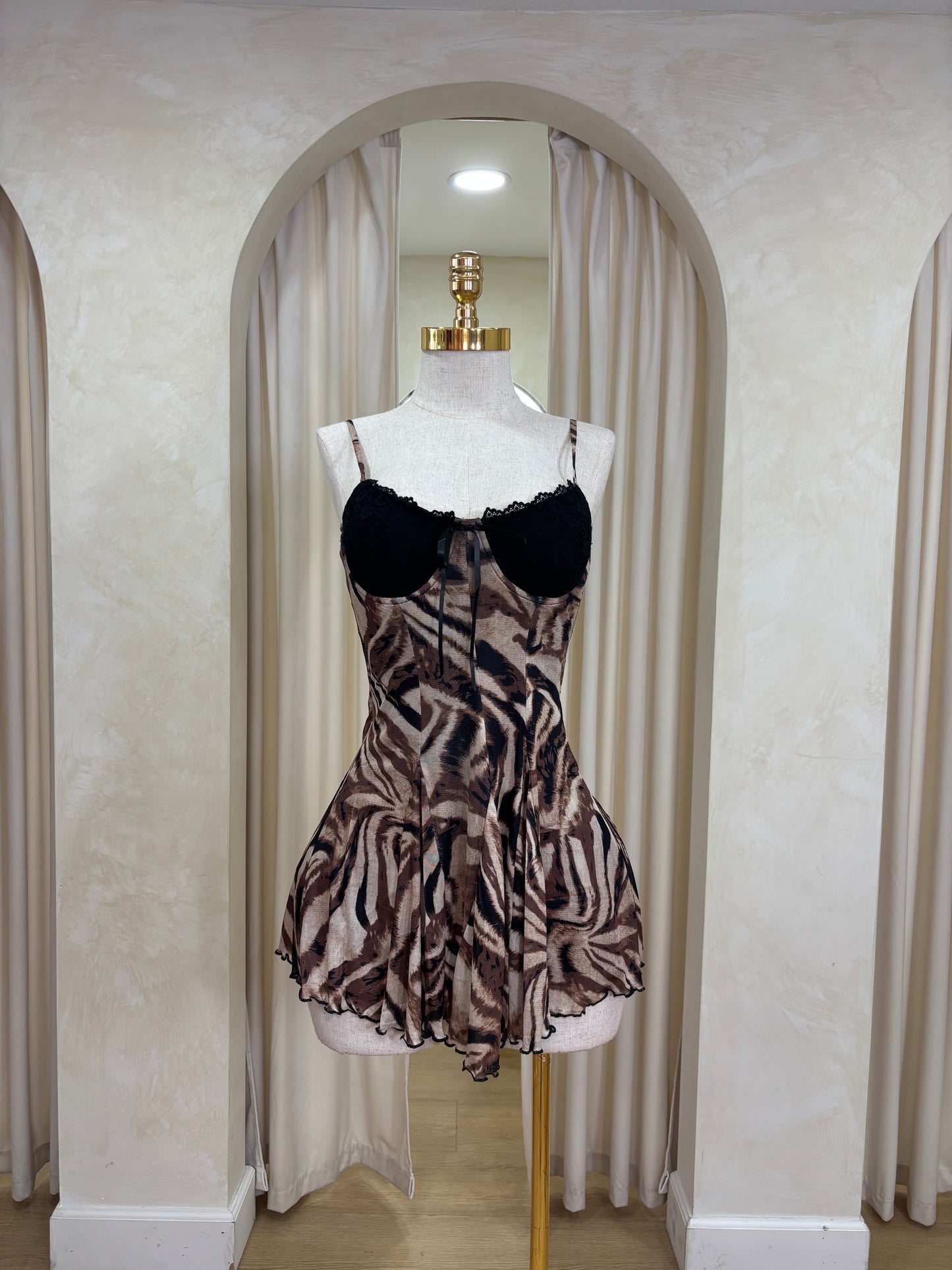 Baddie zebra lace dress