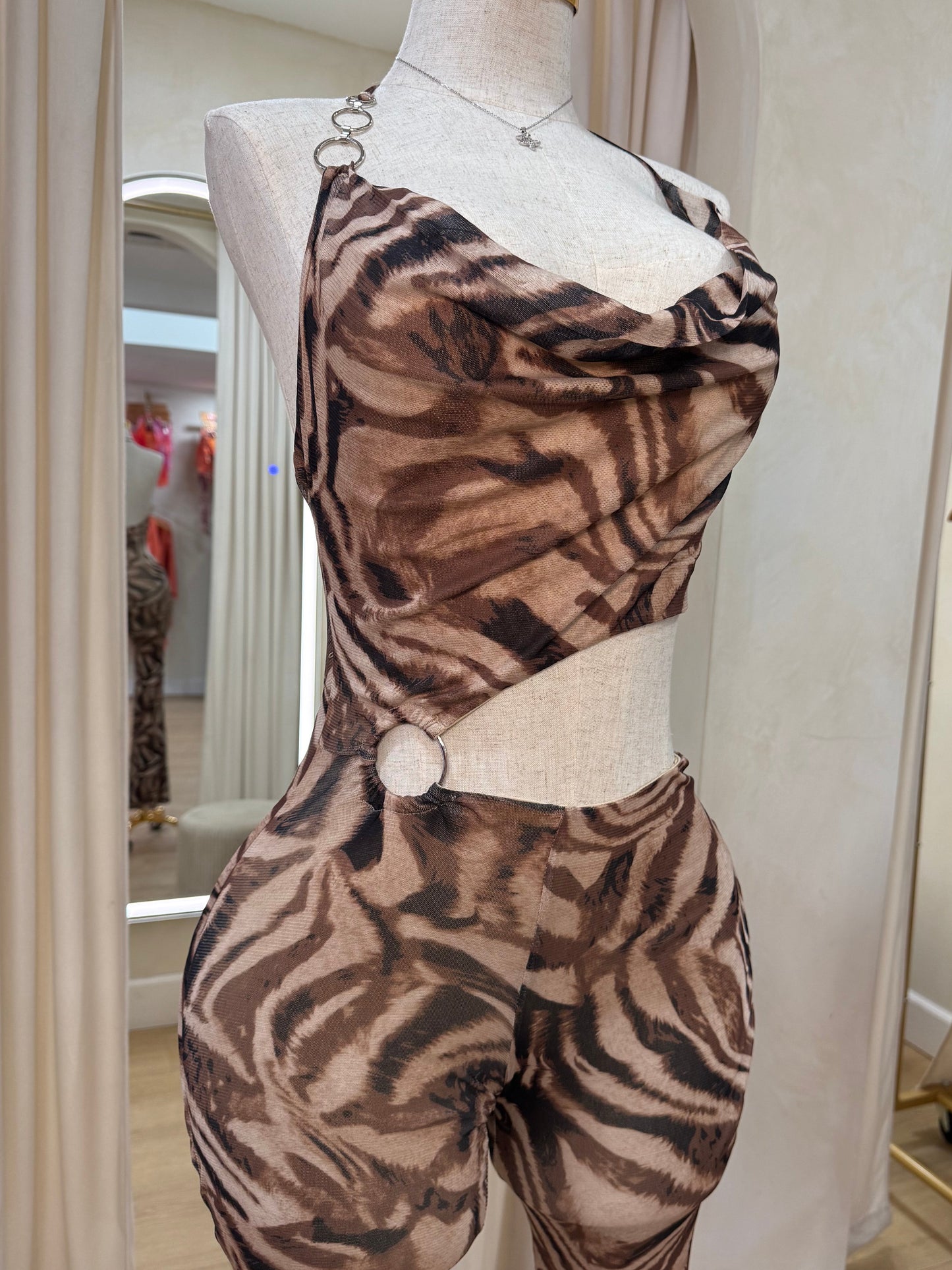 Zebra baddie jumpsuit