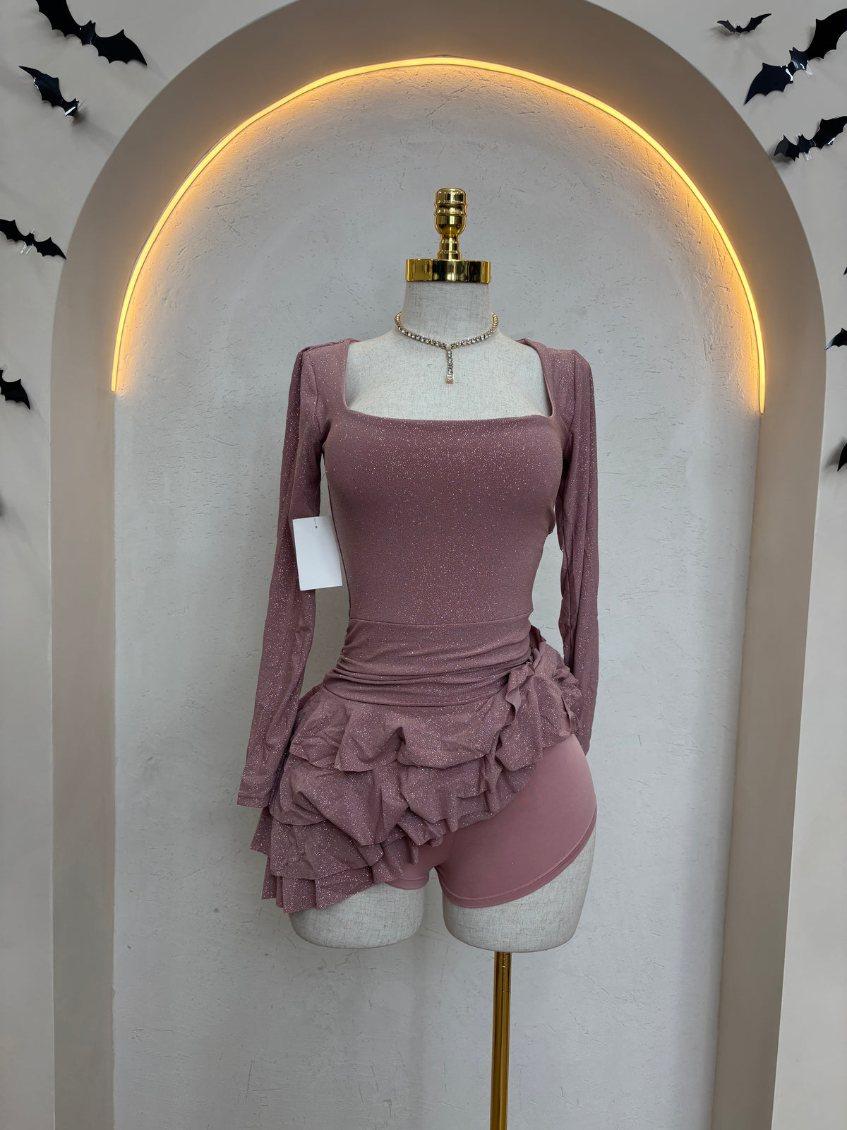 Ariani Glitter Romper Dress (New Muave)