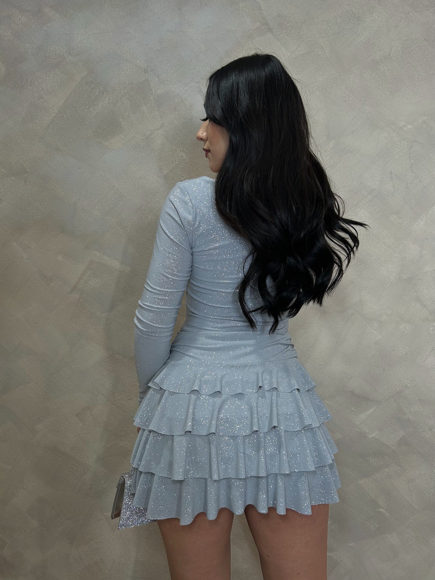 Ariani Glitter Romper Dress (Silver)