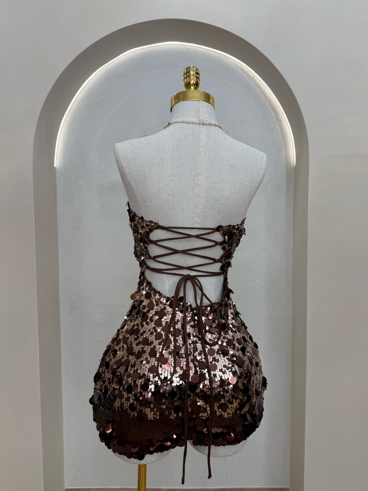 GIGI SEQUIN DRESS (BROWN)