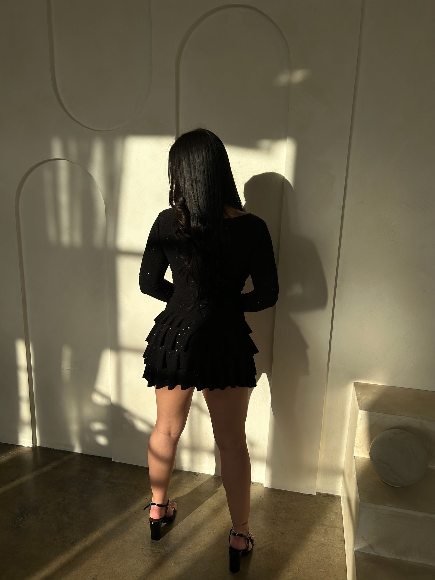 Ariani Glitter Romper Dress (Black)