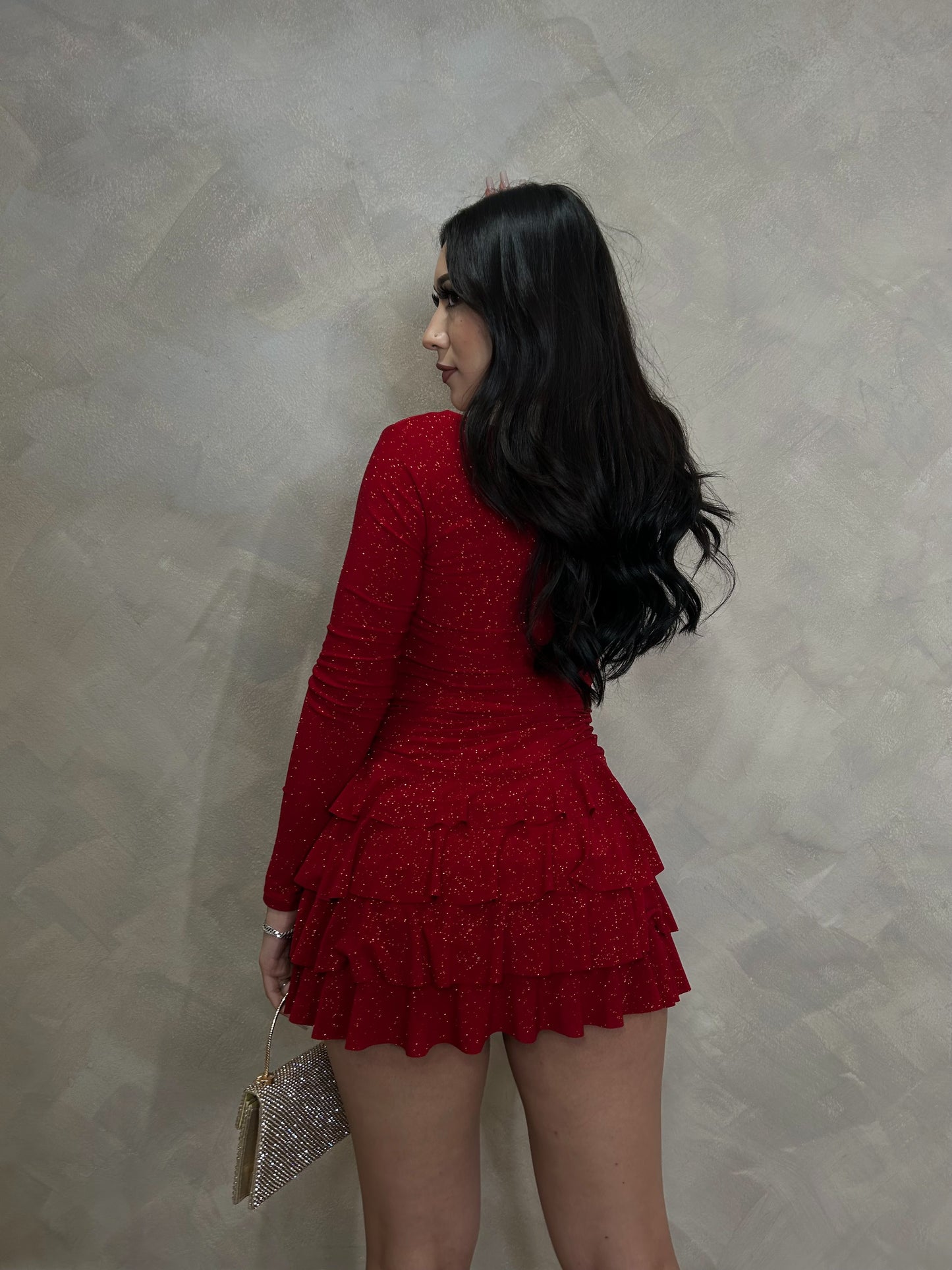 Ariani Glitter Romper Dress (Red)