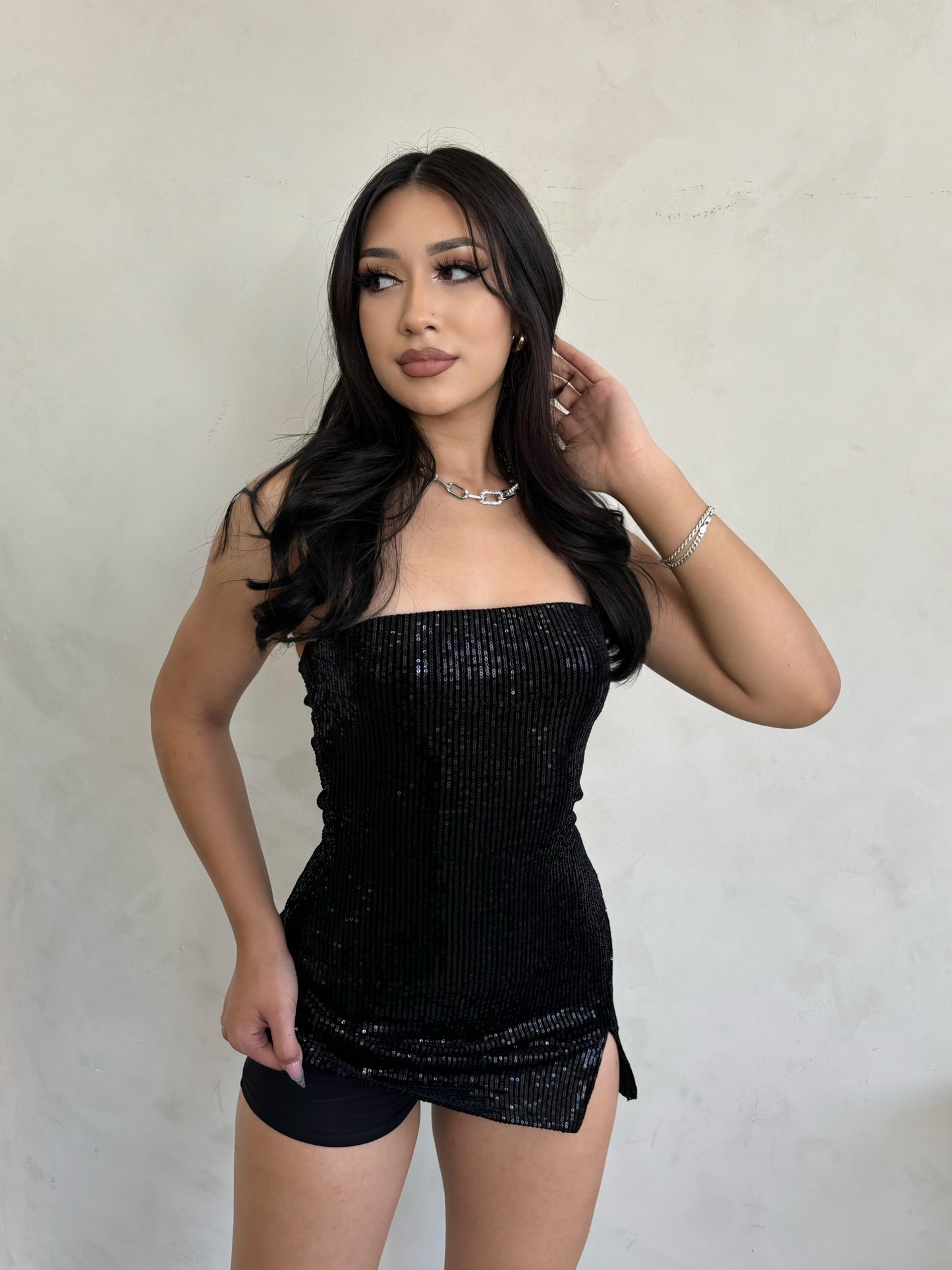 Sarai Sequin Dress (Black)