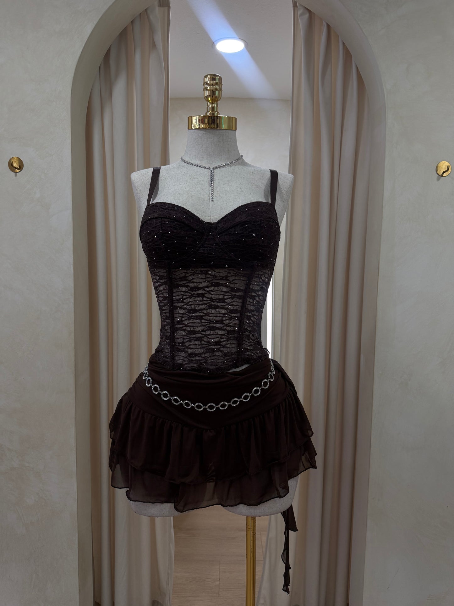 Brown ruffle skirt