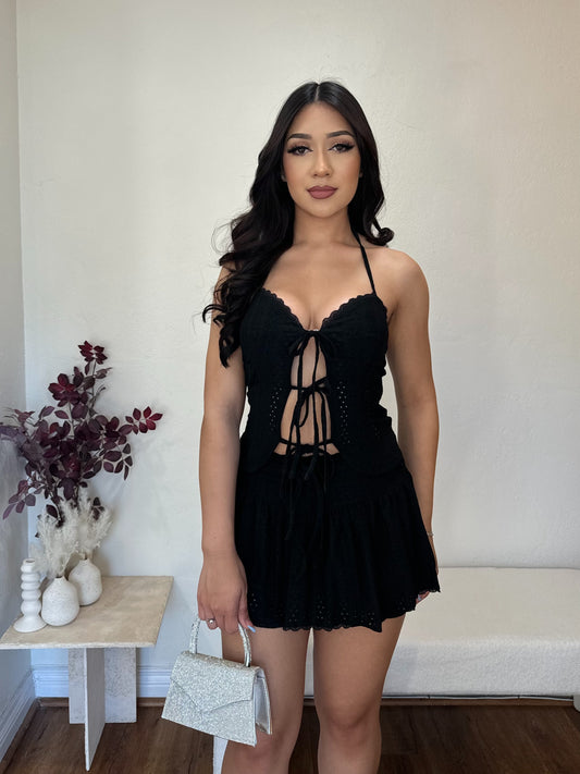 Zoey Brunch Set Shorts attached (Black)