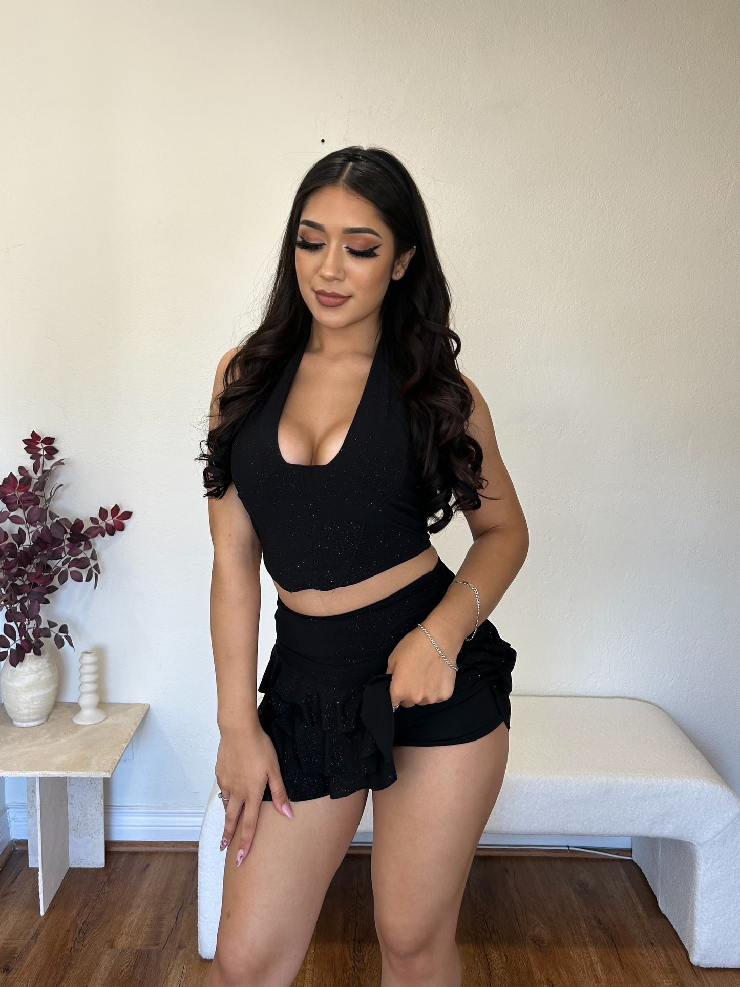 Xitlali Glitter Set (Black) headband included