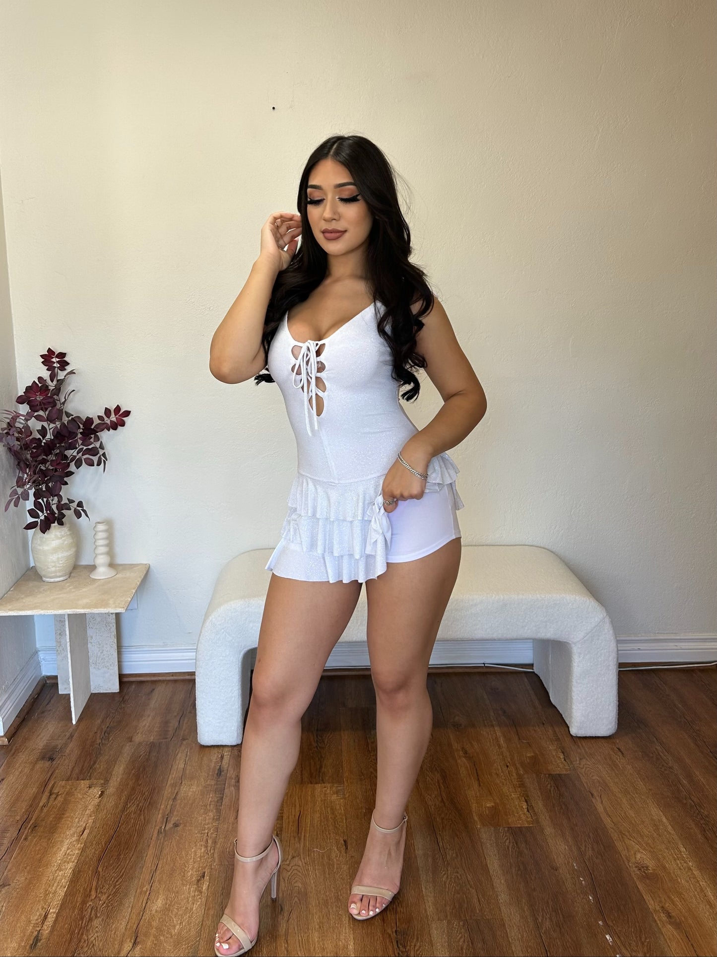 Vanessa glitz romper dress (white)