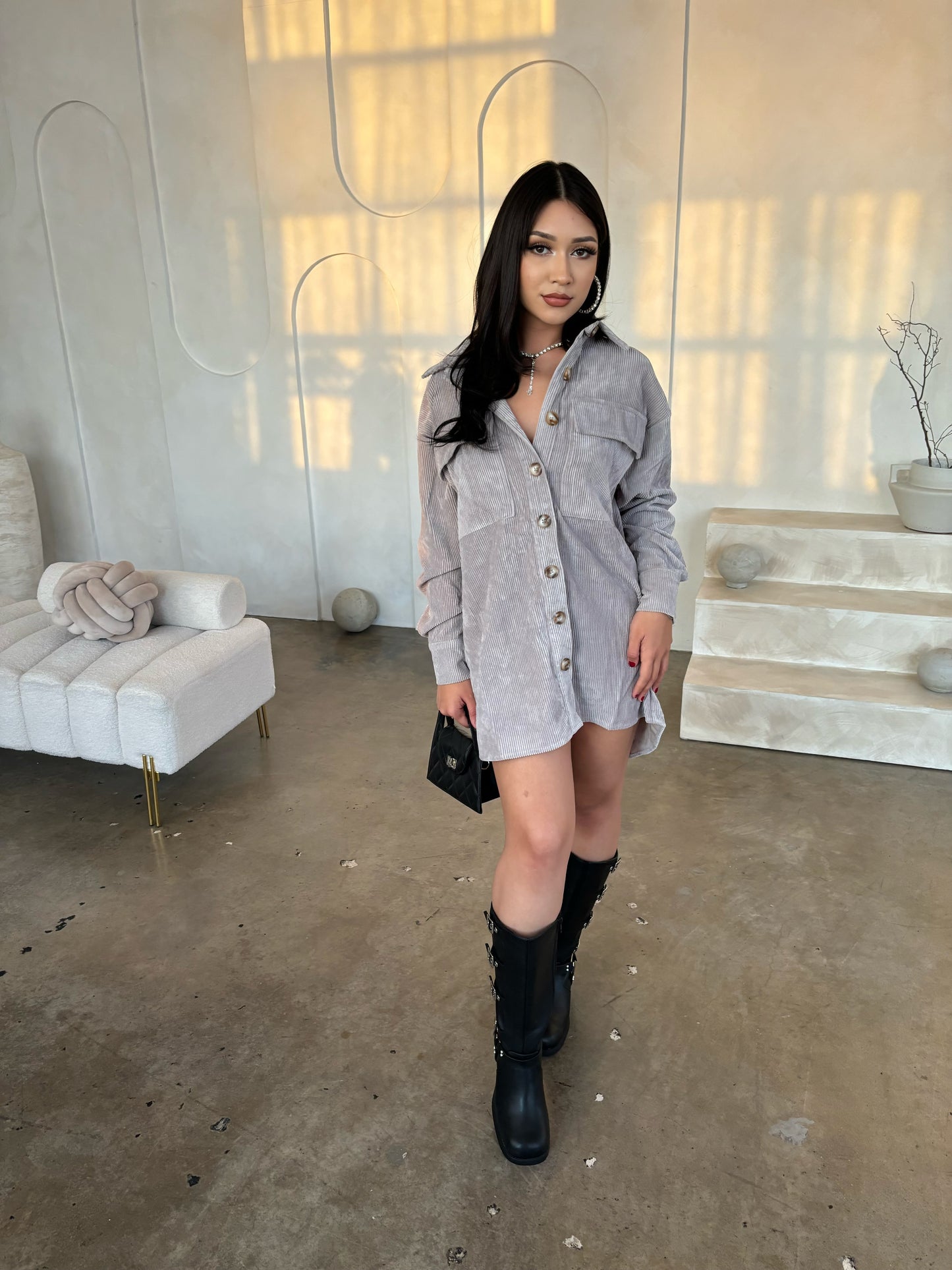 Lydia Button Down (Grey)
