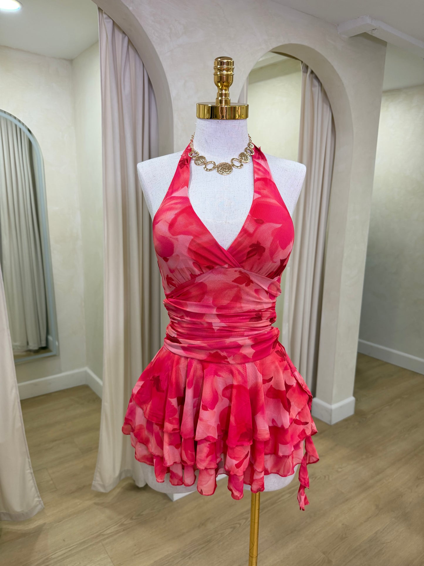 Darlene Ruffle Dress (Red)