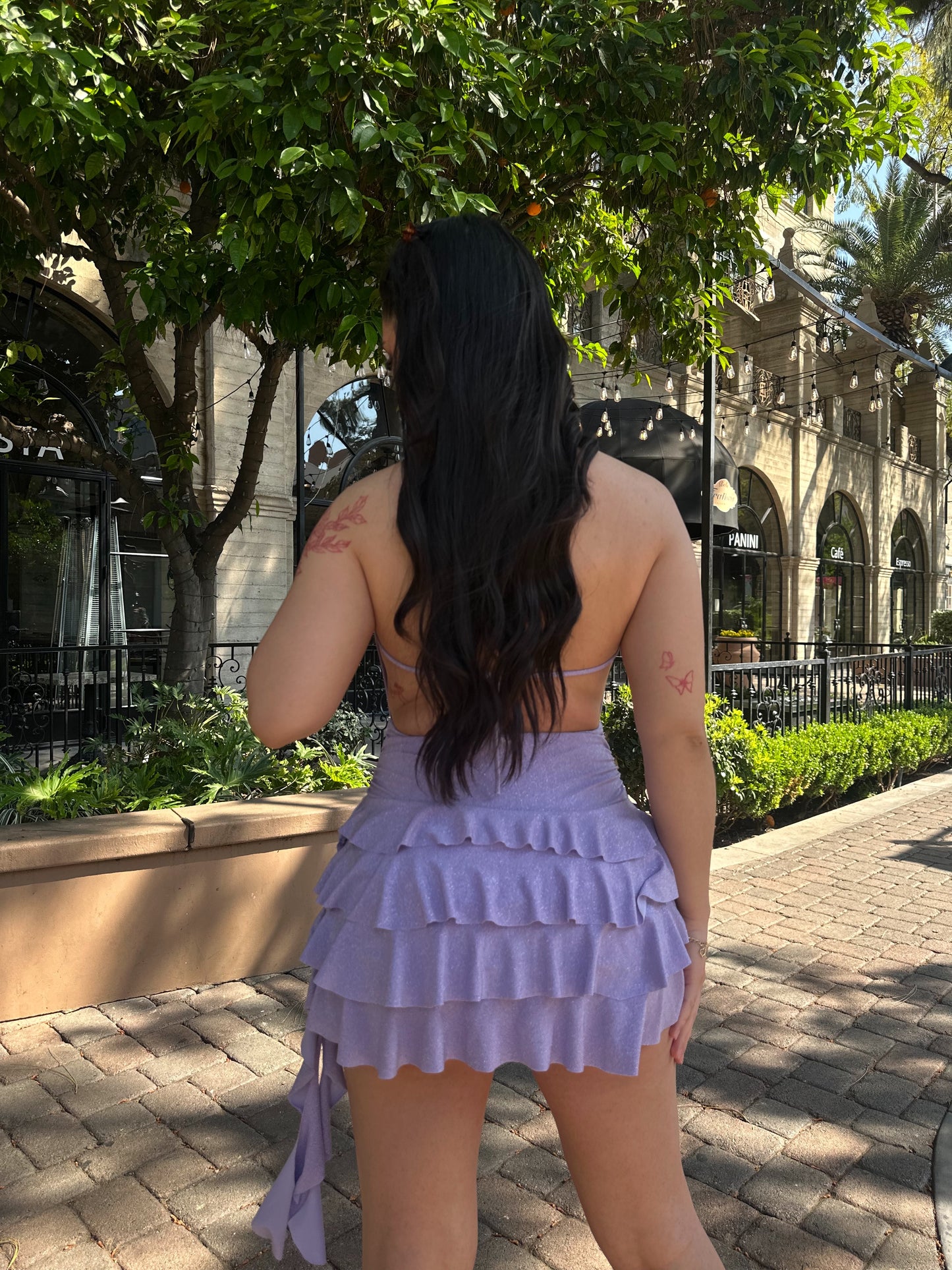 Mya Glitter Romper Dress (Lavender)