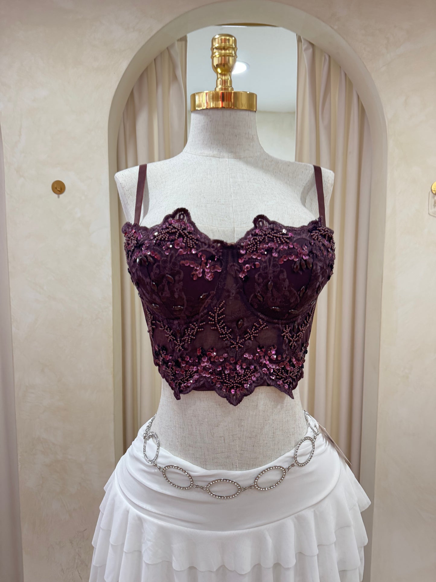 Ay dios mío cropped corset (plum)