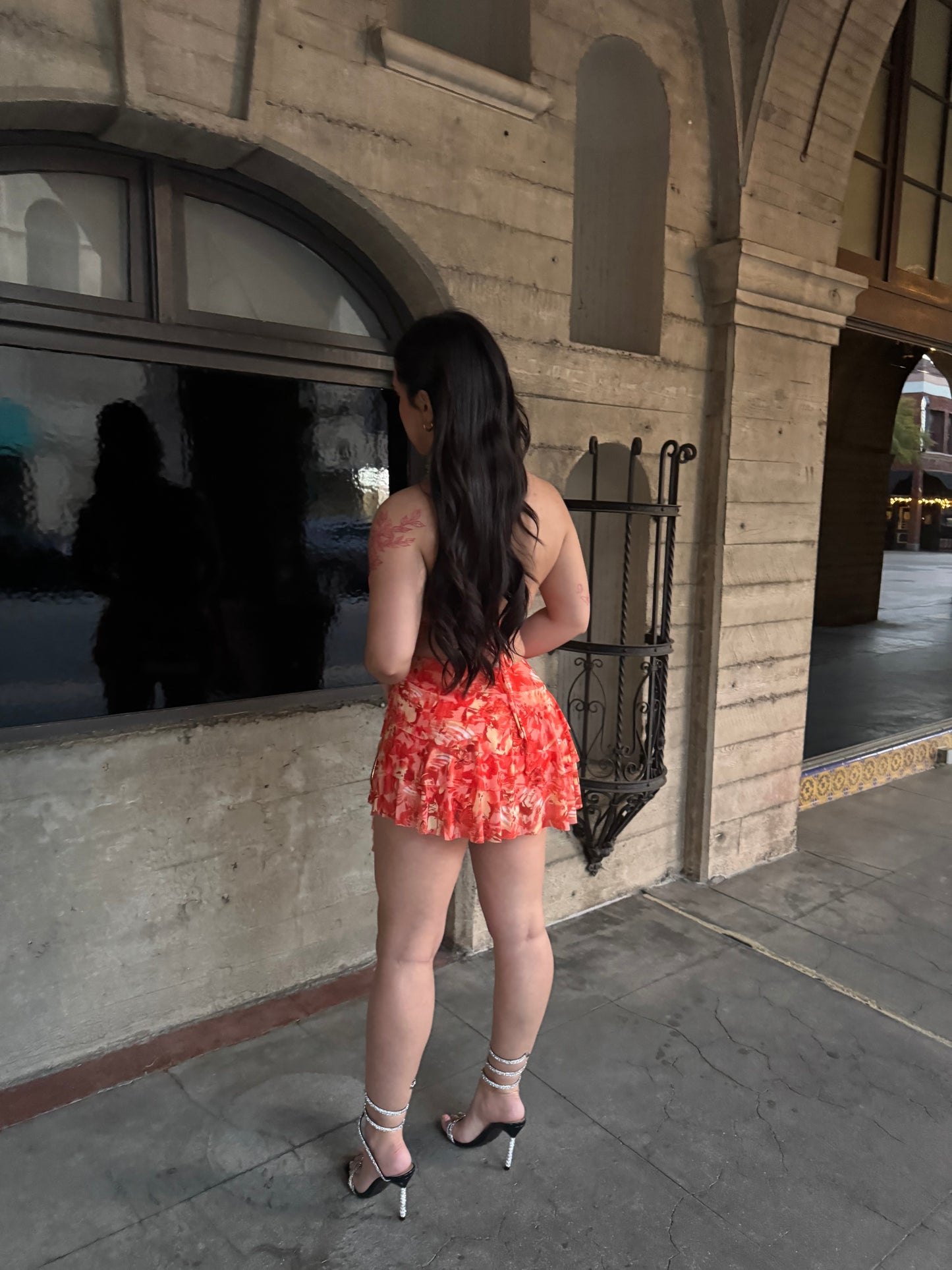 Mariposa Skirt Set Shorts Attached (Orange)