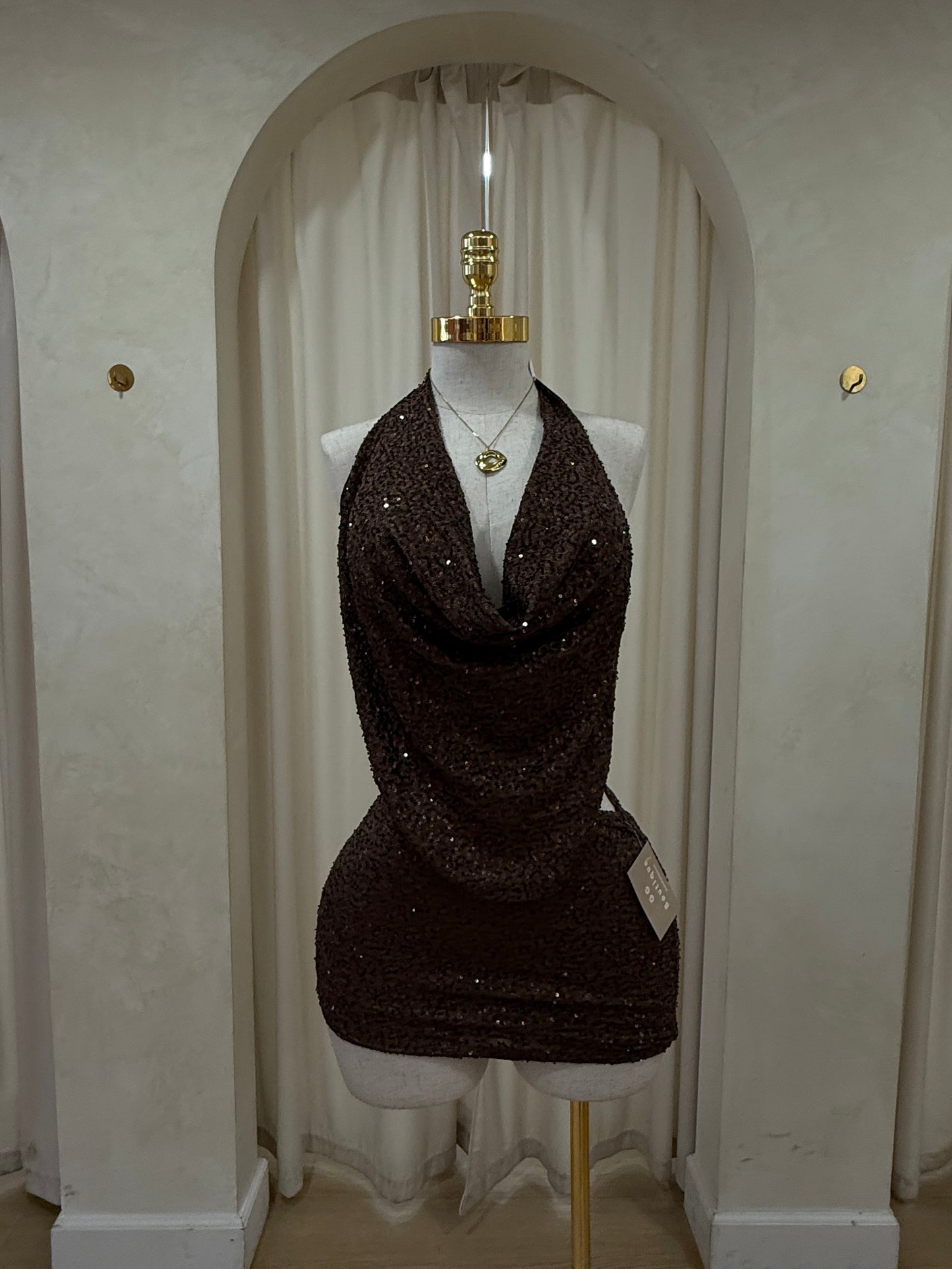 Lilian brown sequin dress