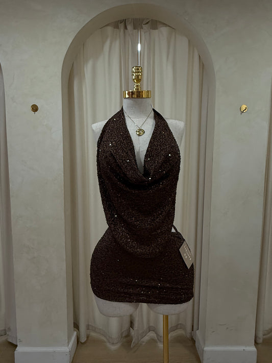 Lilian brown sequin dress