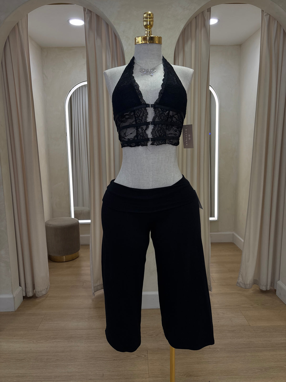 Flare Capri Fold Over Legging(Black)