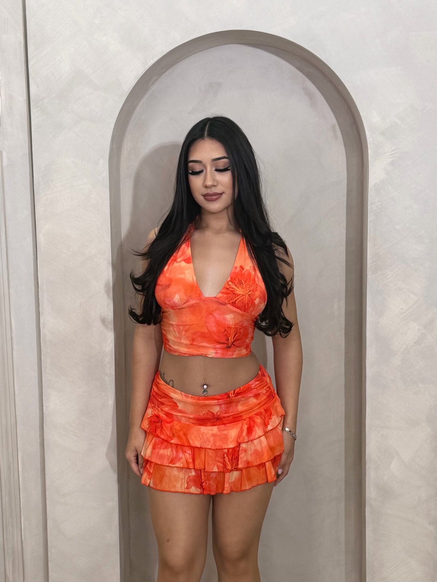 Vivian Skirt Set (Orange)