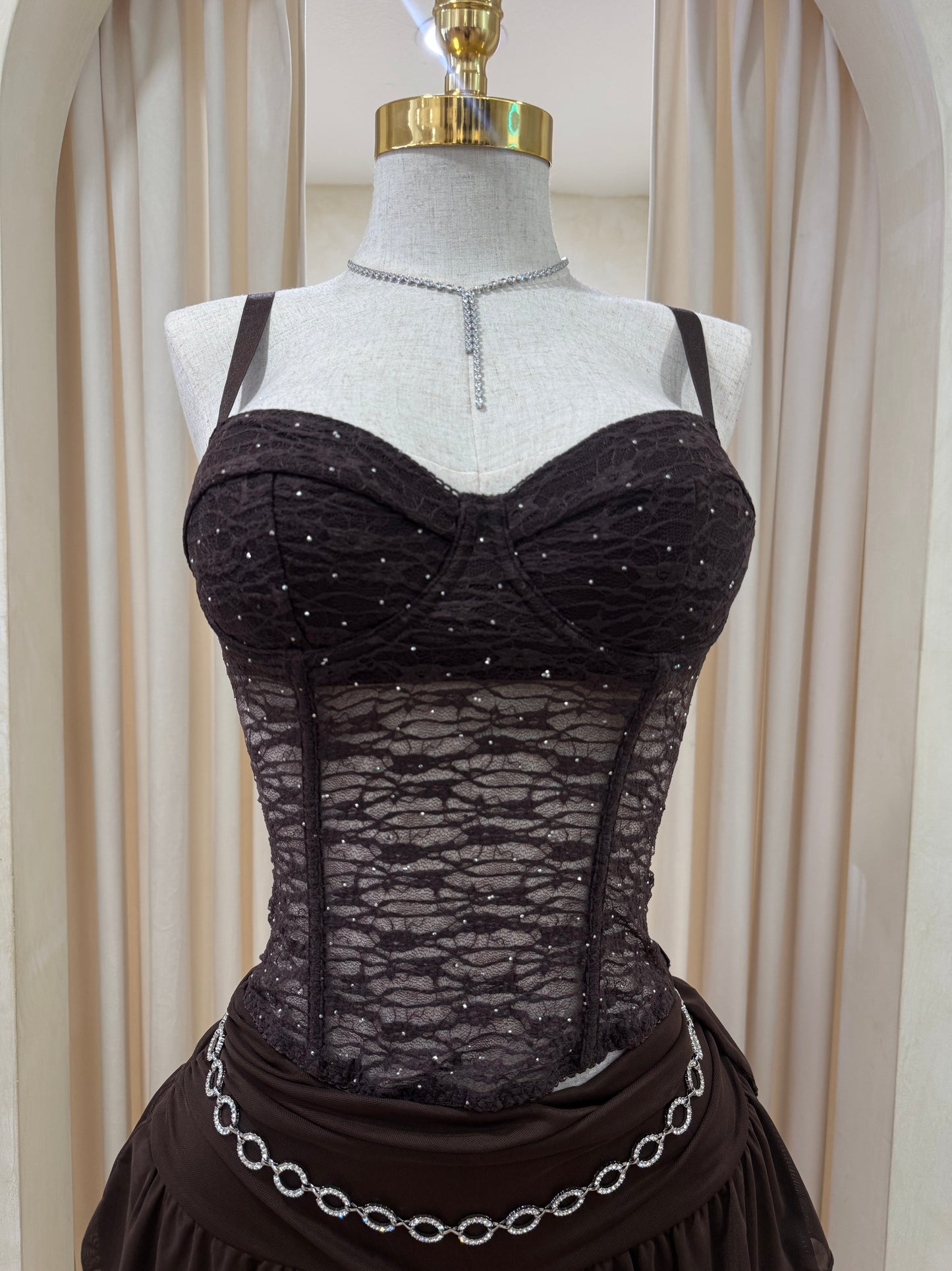 Brown bling corset