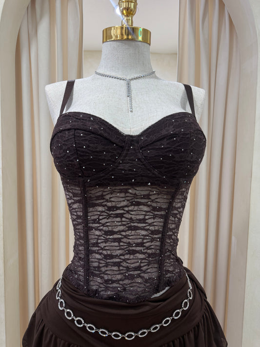 Brown bling corset