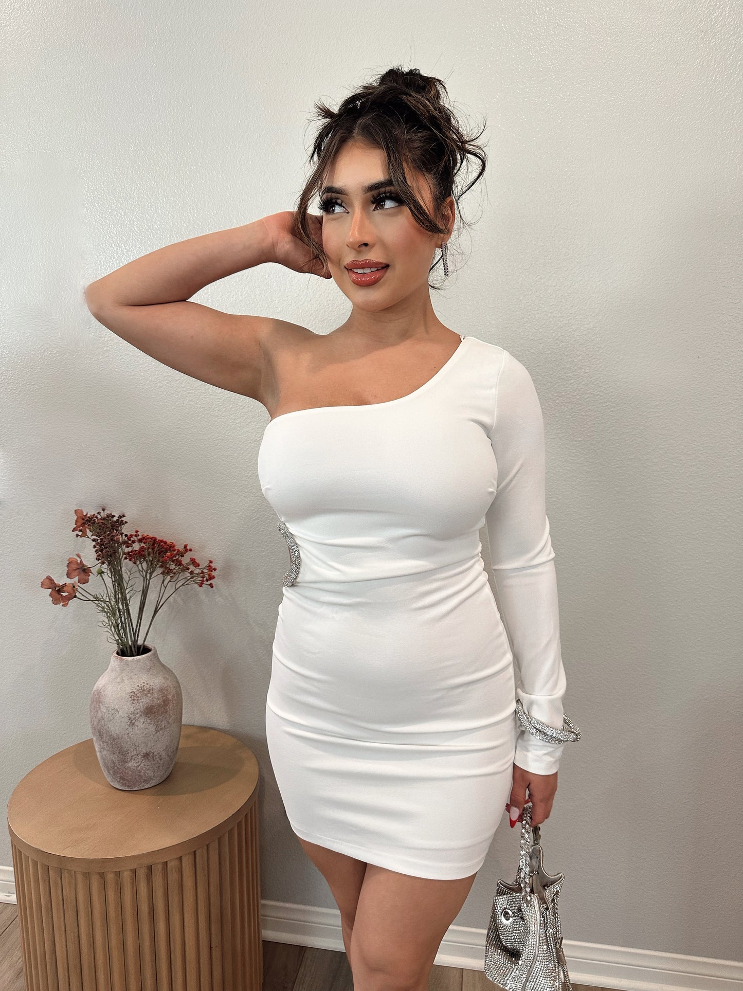 Gianna Bling Mini Dress (White)
