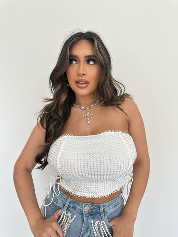 DULCE RHINESTONE TOP (WHITE)