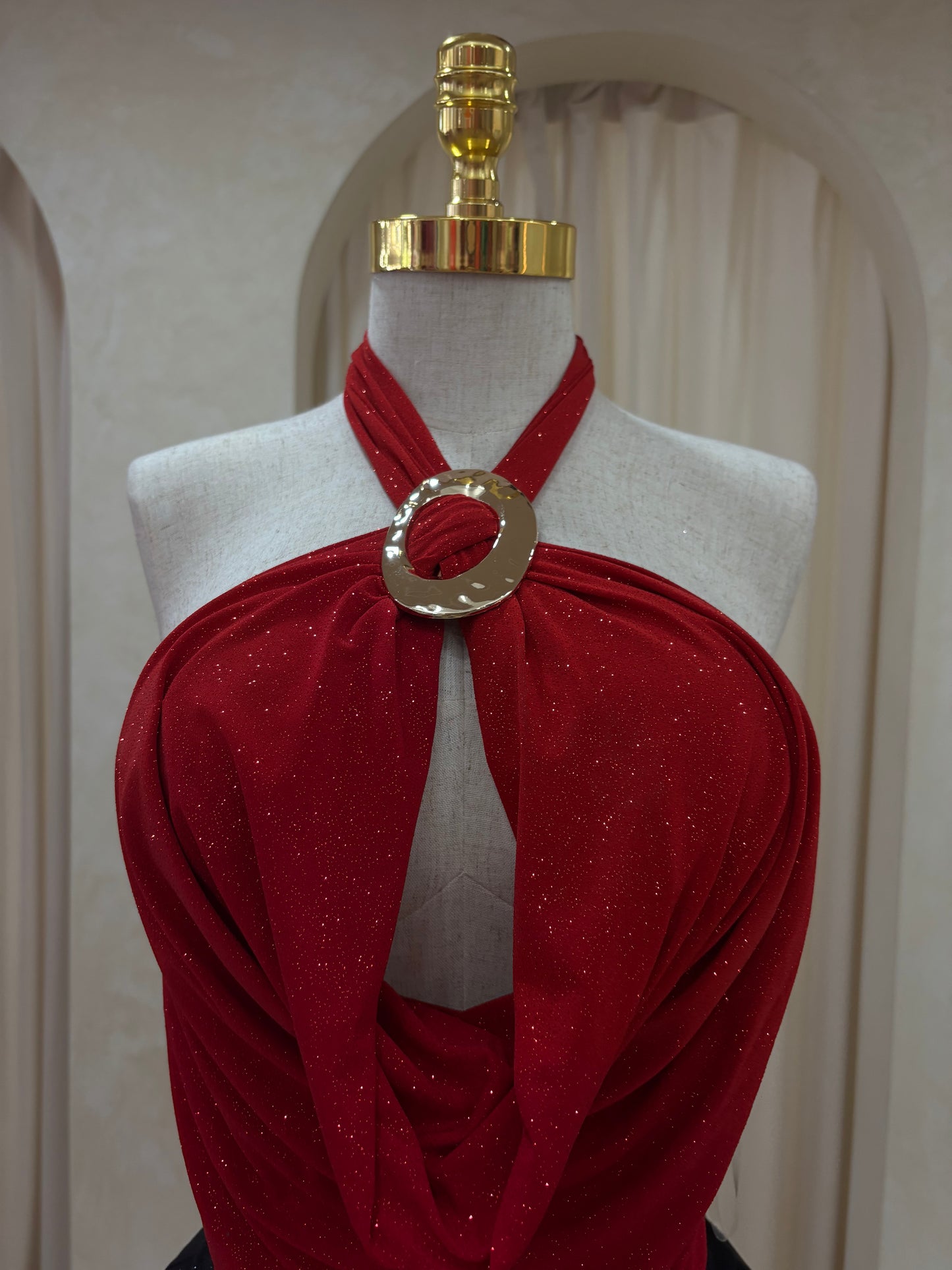 Red glitter top