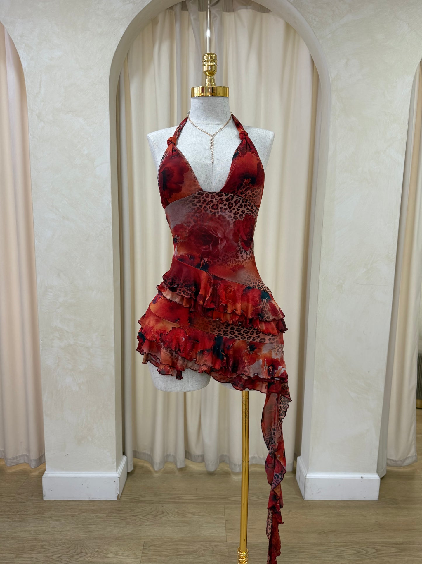 Gisselle Cheetah Mini Dress (red)