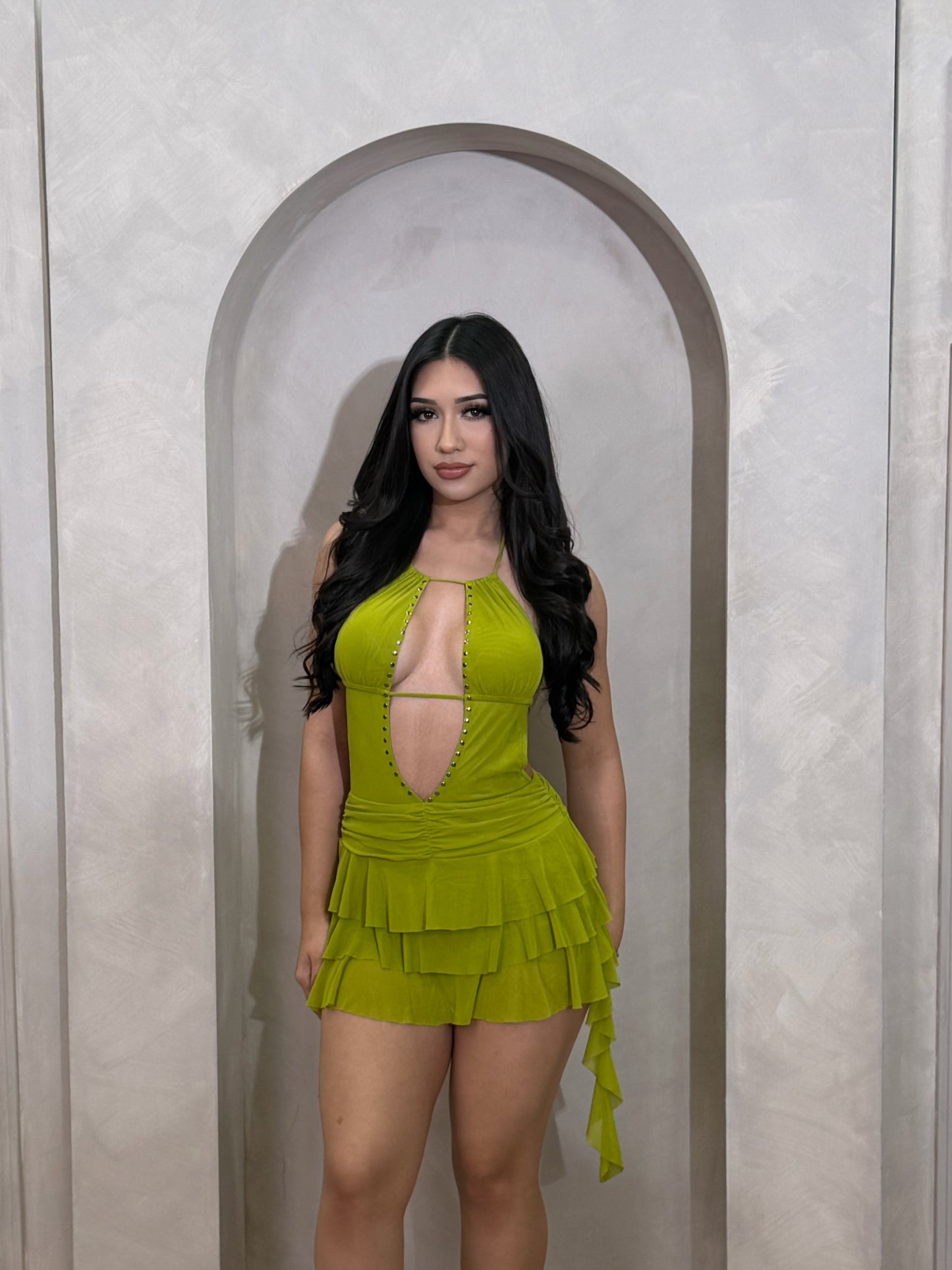 Janelle Ruffle Dress (Green)