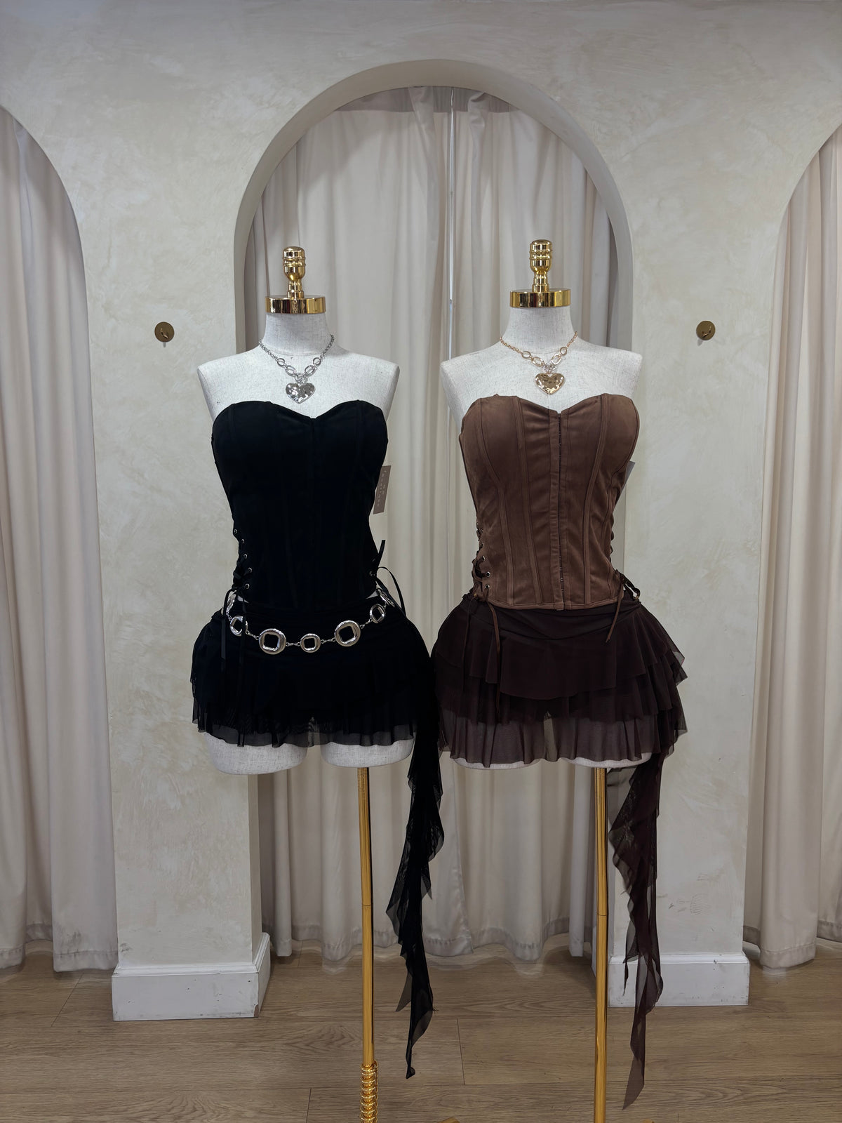 Suede corset top