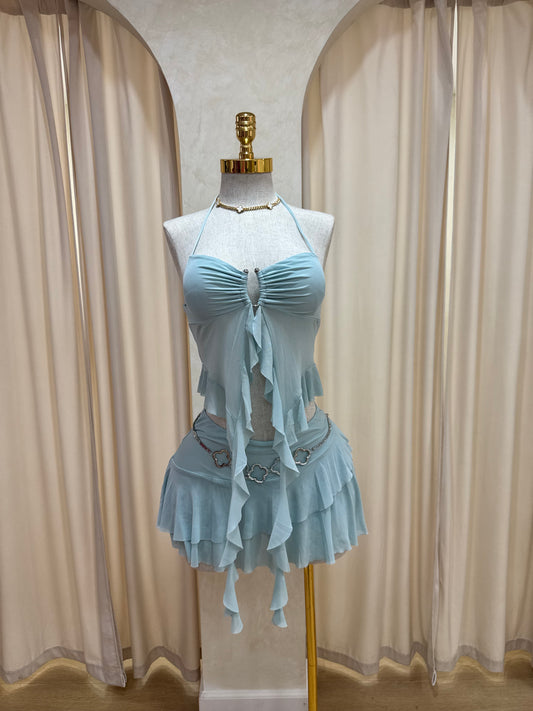 Sarai Ruffle Skirt Set Sage)