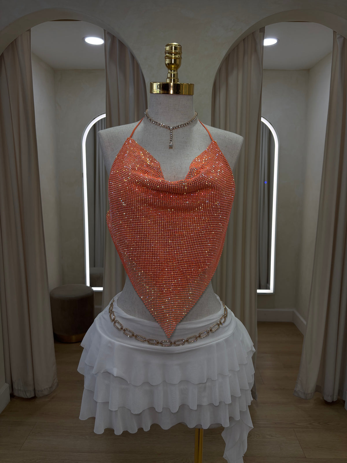 Sherbert Orange Bling Top
