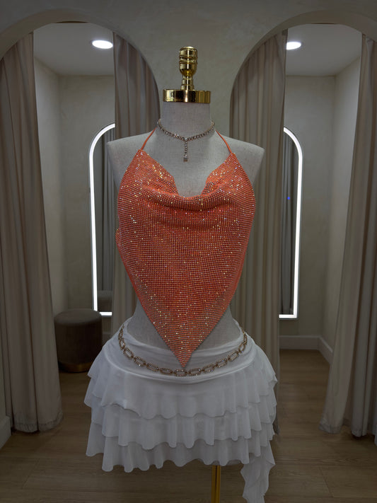 Sherbert Orange Bling Top