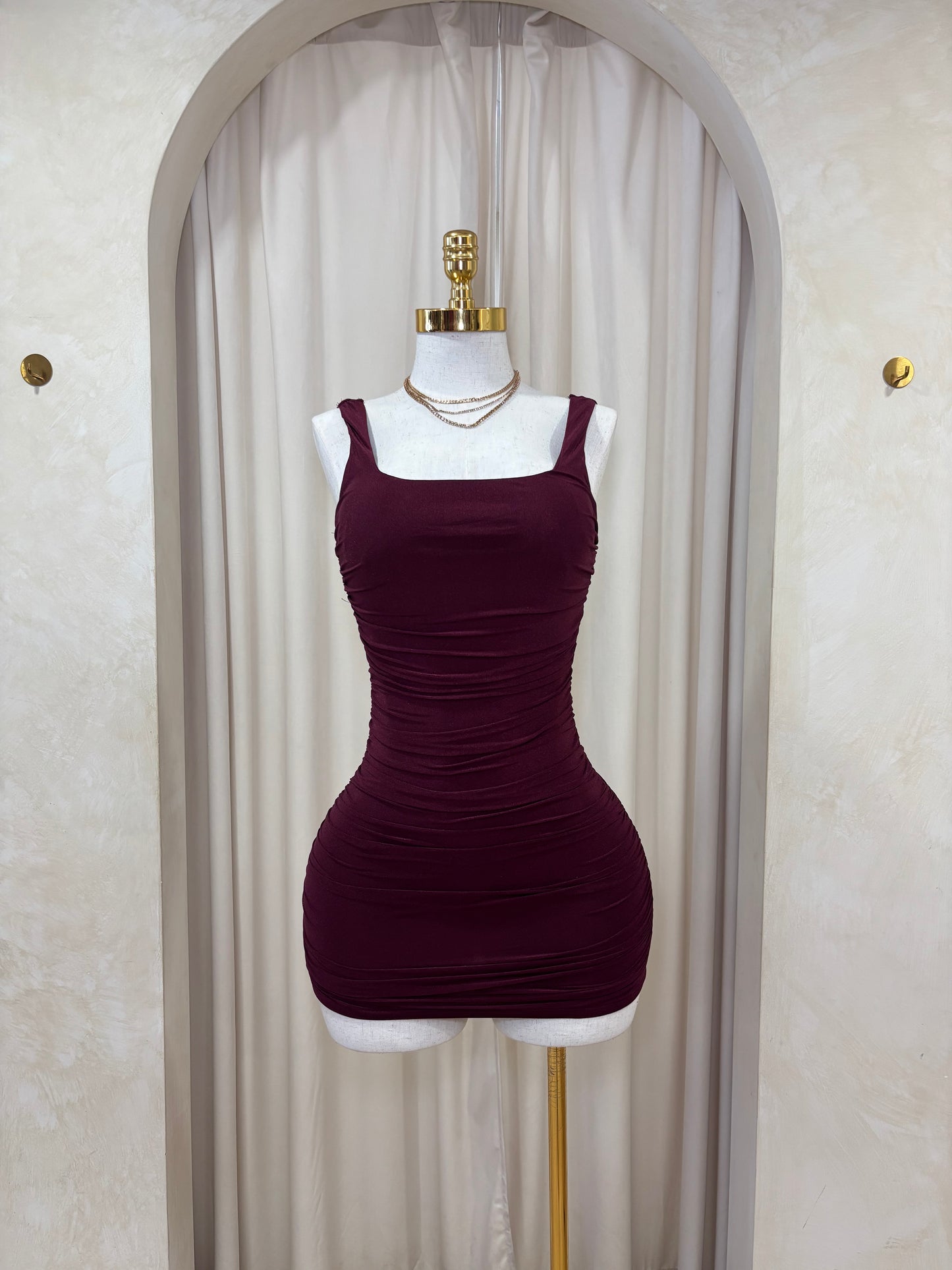 Burgundy mini dress
