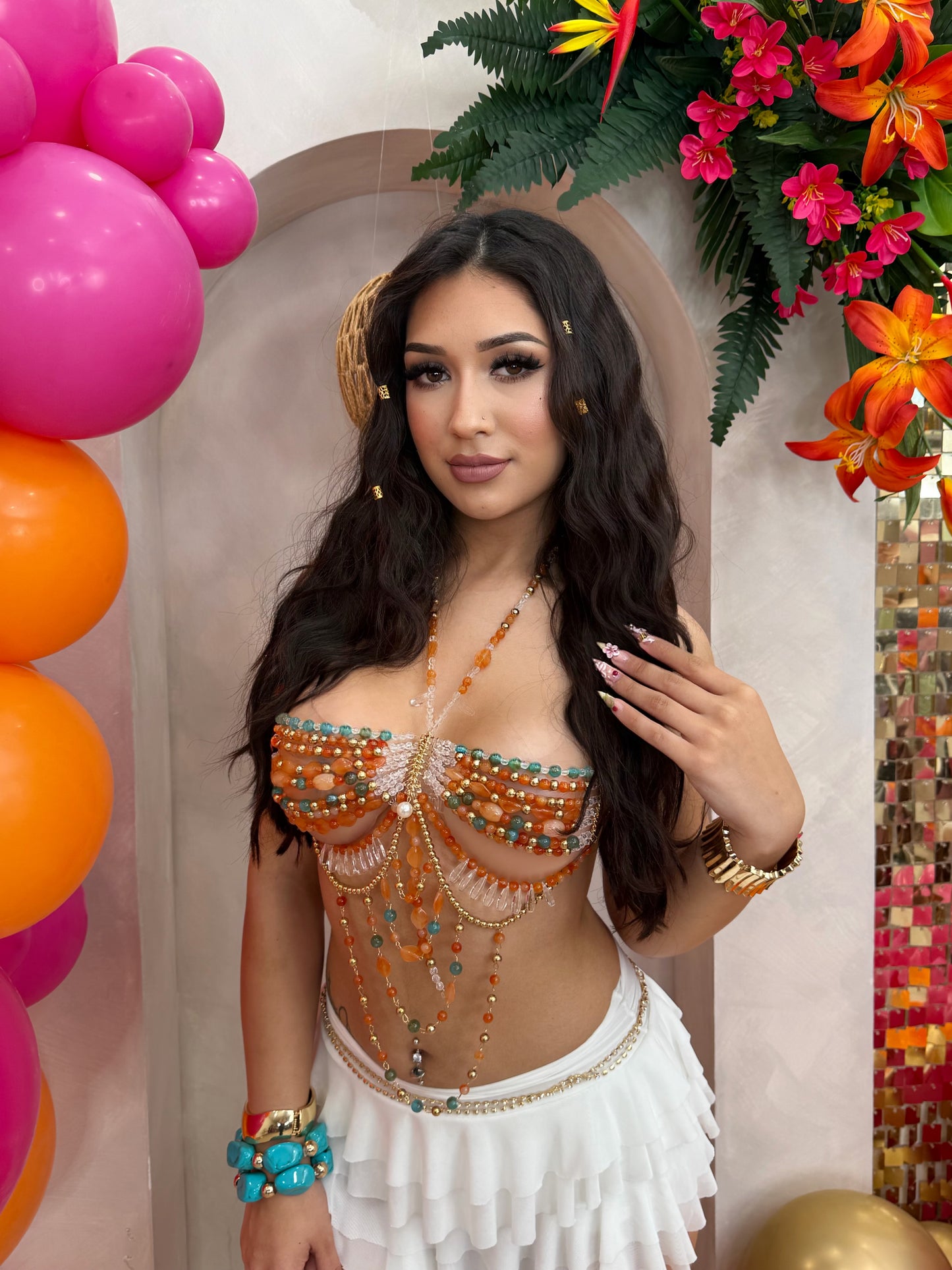 Tropicoqueta Beaded Top