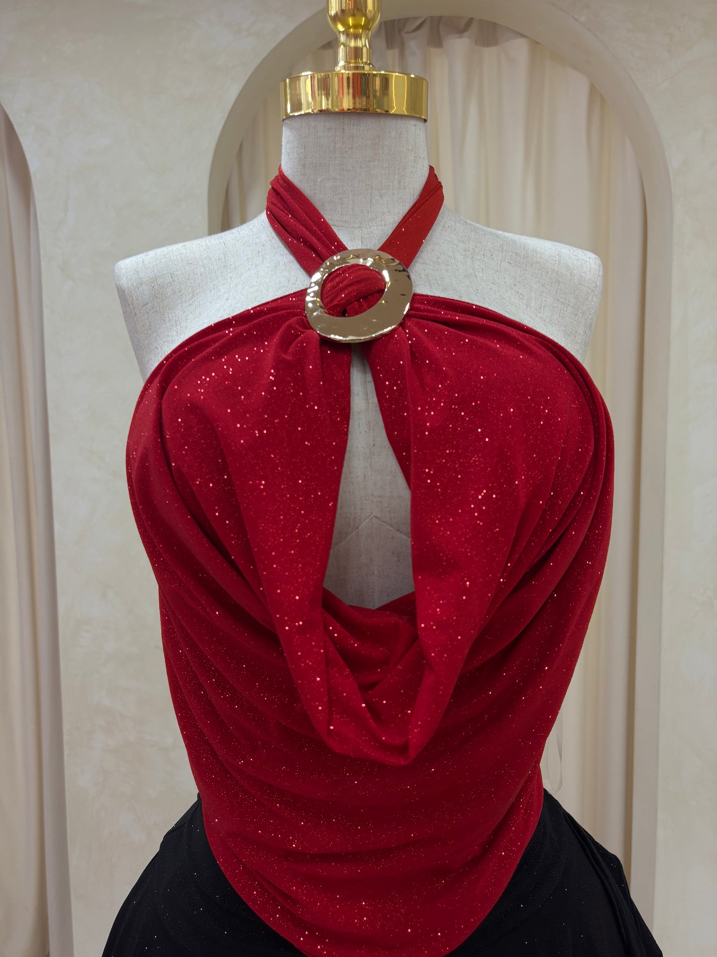 Red glitter top