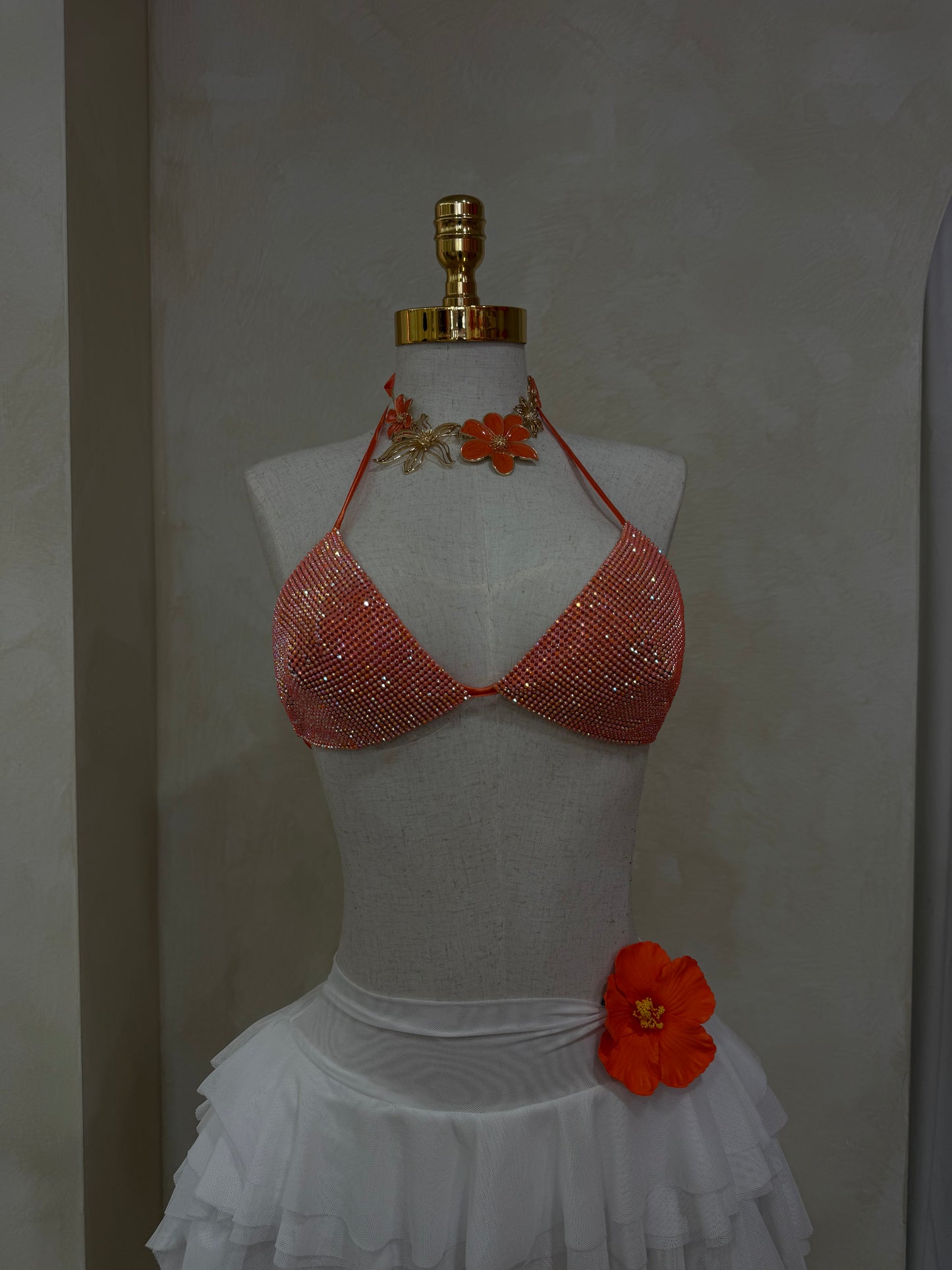 Solid orange sparkle top