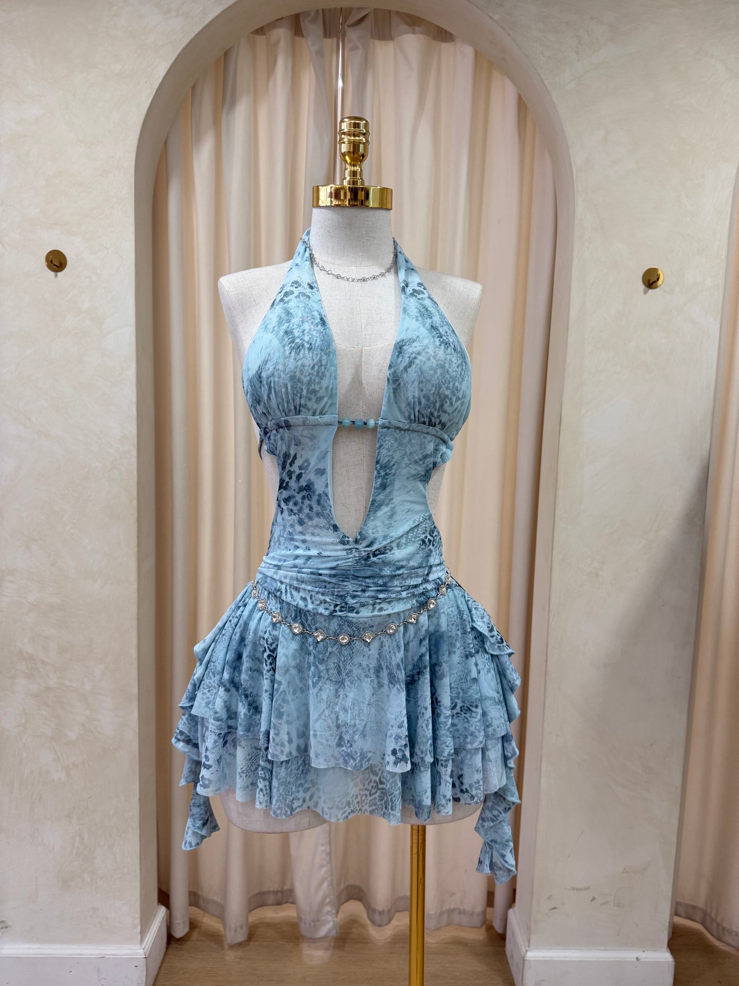 Kayla cheetah romper dress (blue)