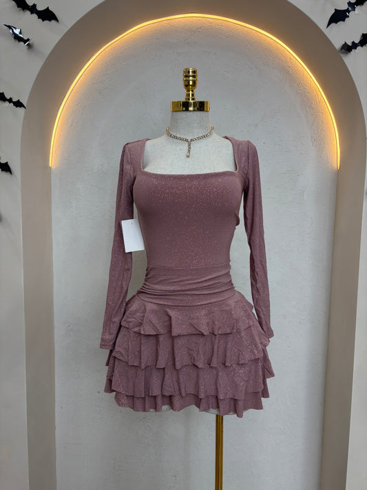Ariani Glitter Romper Dress (New Muave)