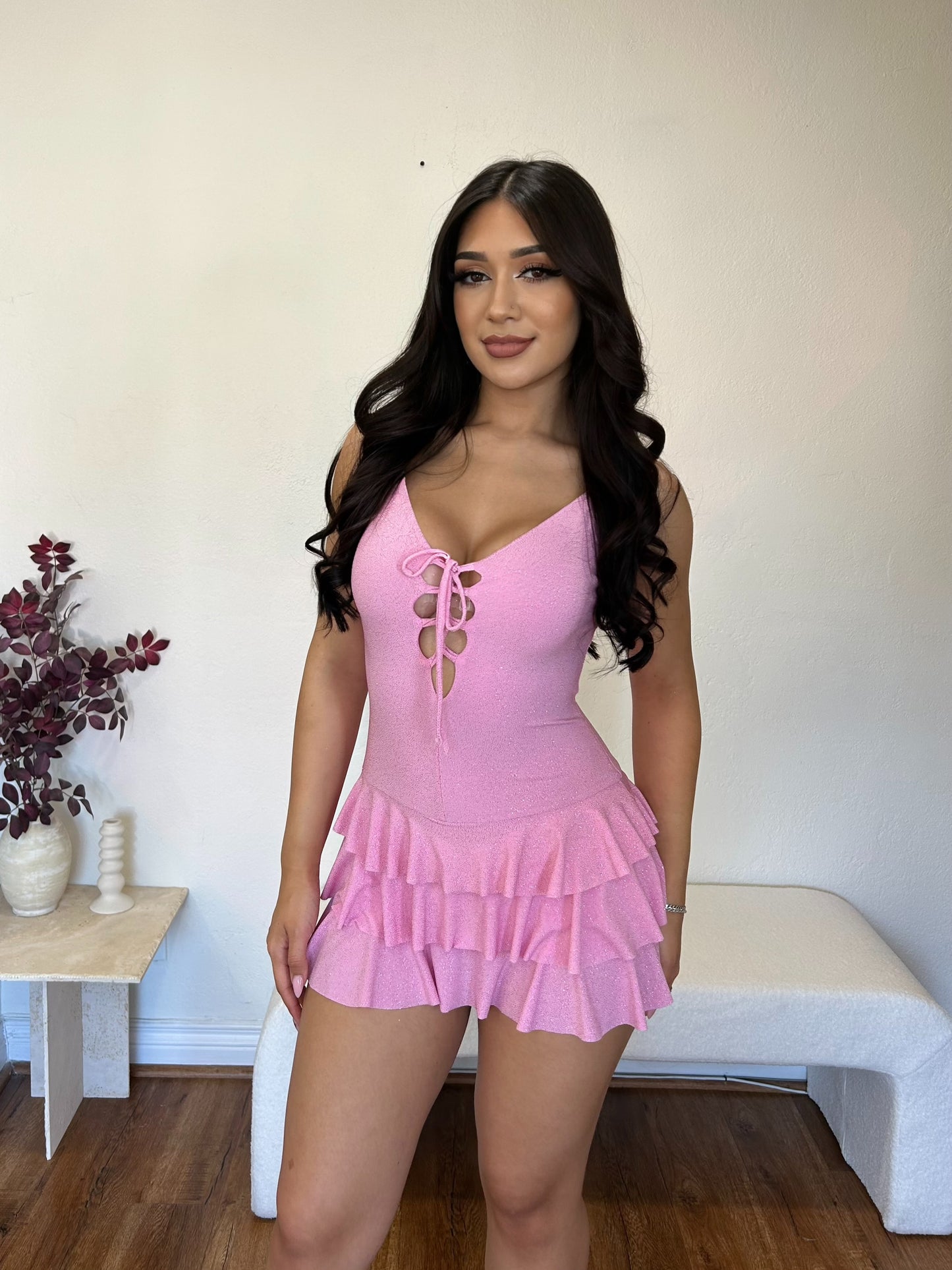 Vanessa glitz romper dress (pink)