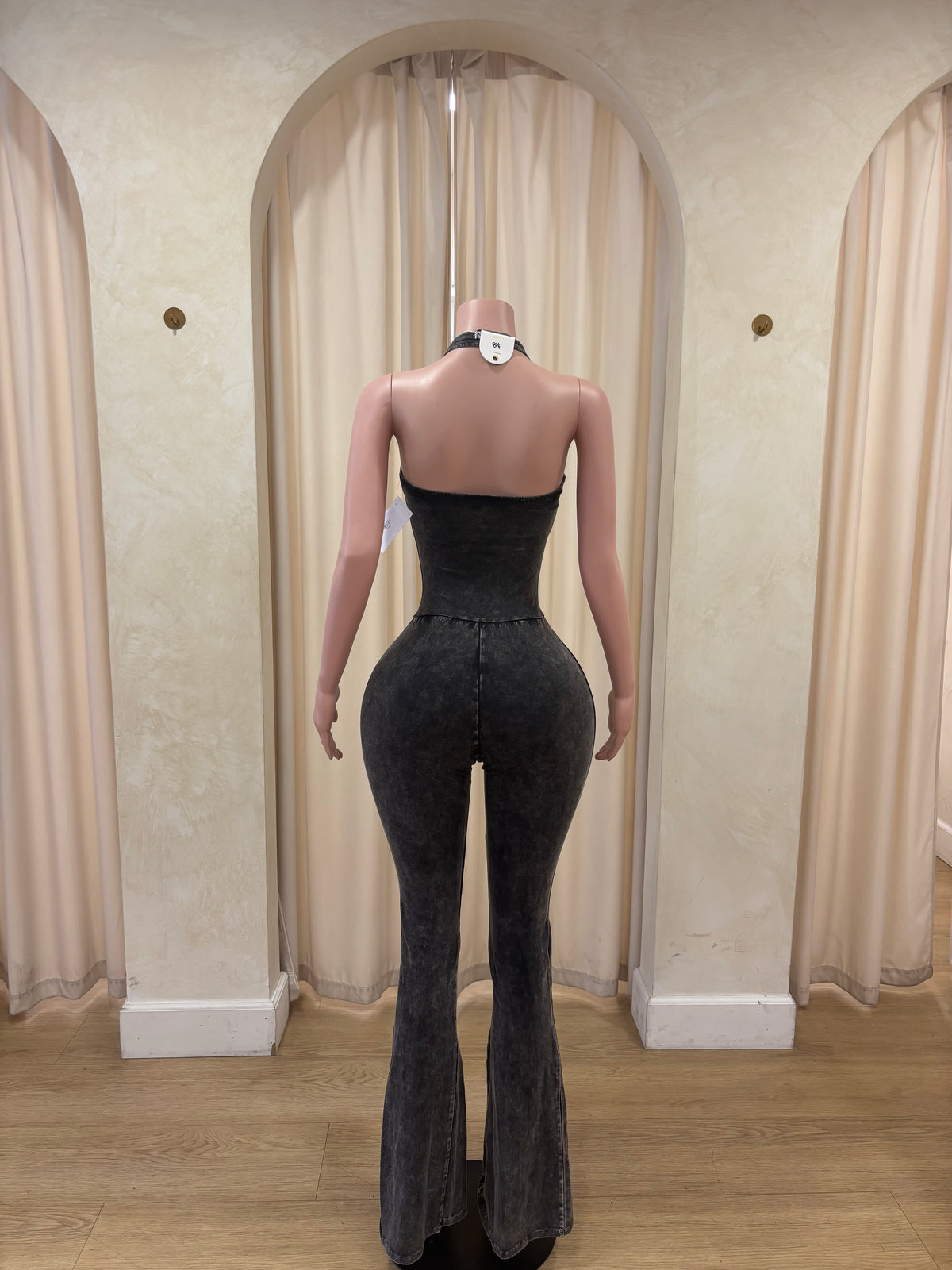 Bling acid wash jumpsuit