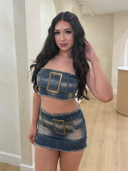 Daisy Buckle Denim Set
