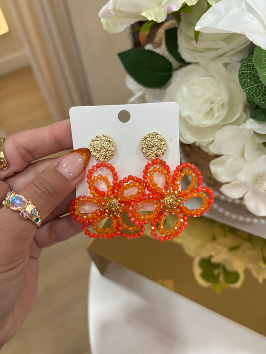 Orange Flower Earrings