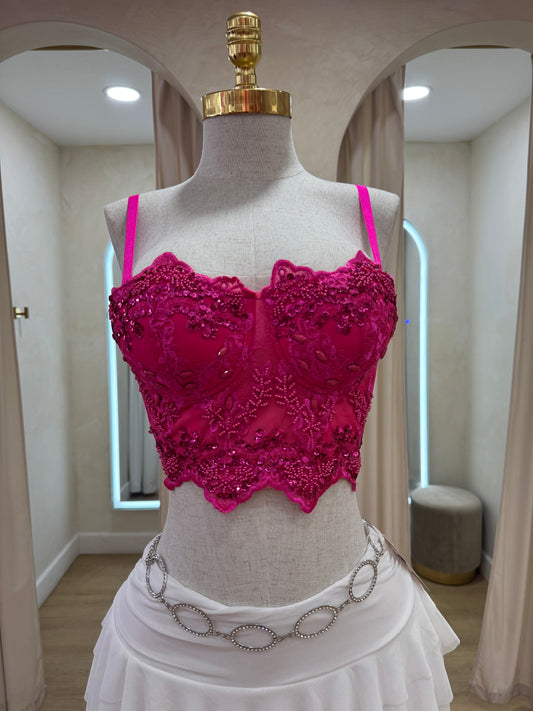 Ay dios mío cropped corset (fuchsia)