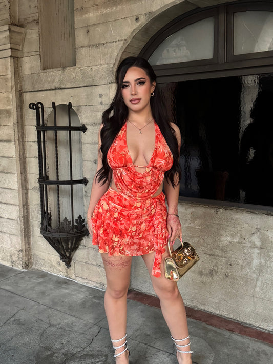 Mariposa Skirt Set Shorts Attached (Orange)