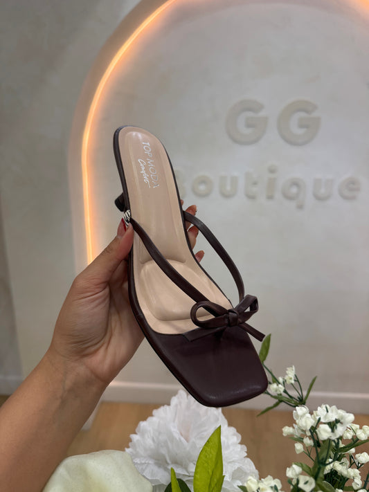 BOW CHOCOLATE HEELS