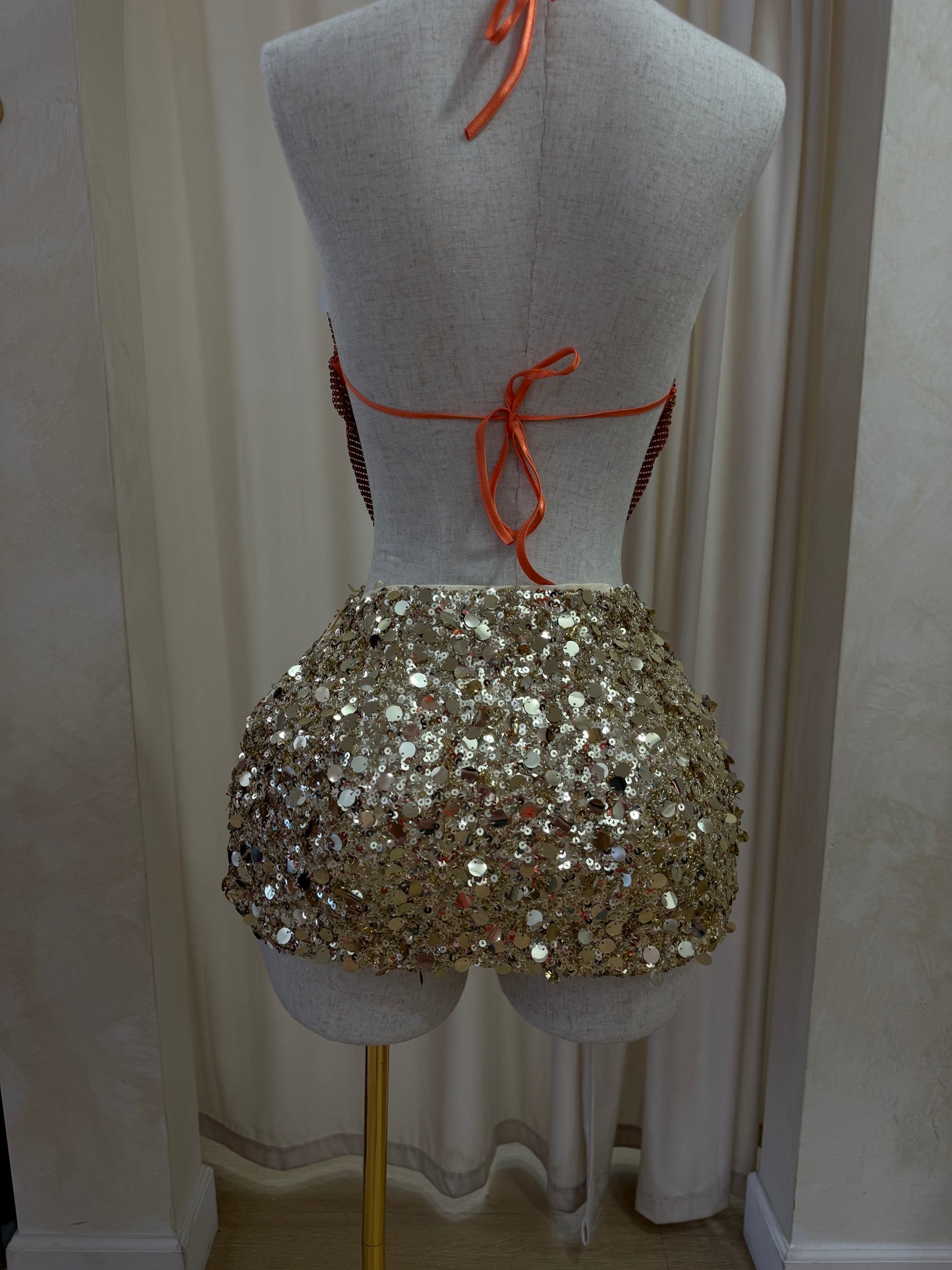 Sequin gold skirt