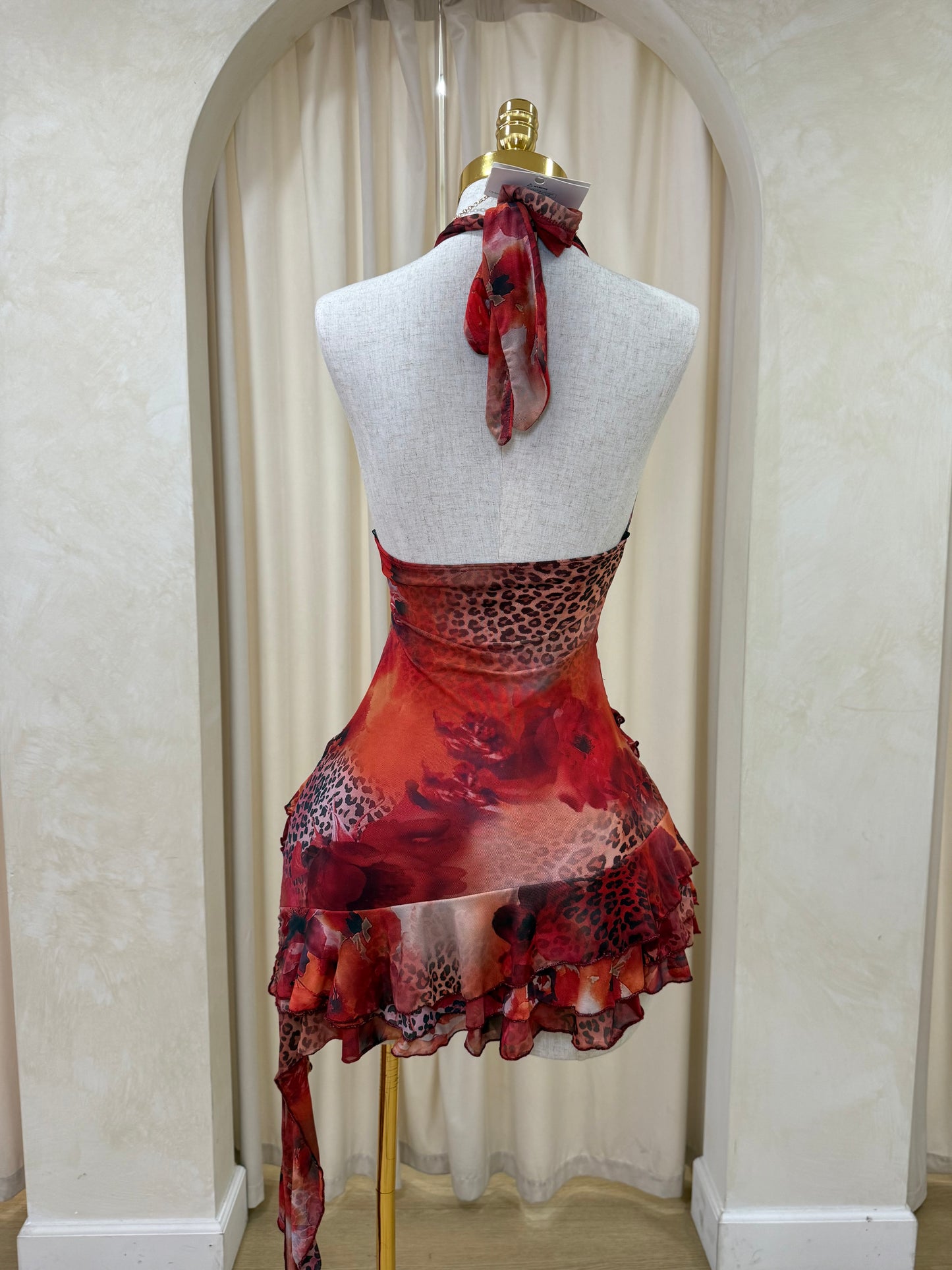 Gisselle Cheetah Mini Dress (red)