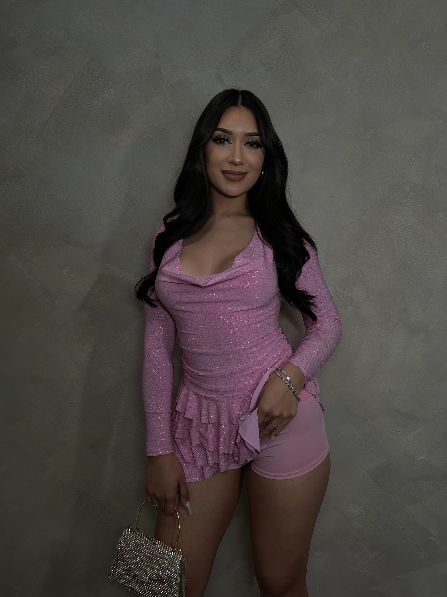 GG Glitter Romper Dress (Pink)